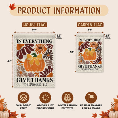 Give Thanks Fall Garden Flag, Rustic Cross Pumpkin Thanksgiving Yard Flag, Autumn Outdoor Decor