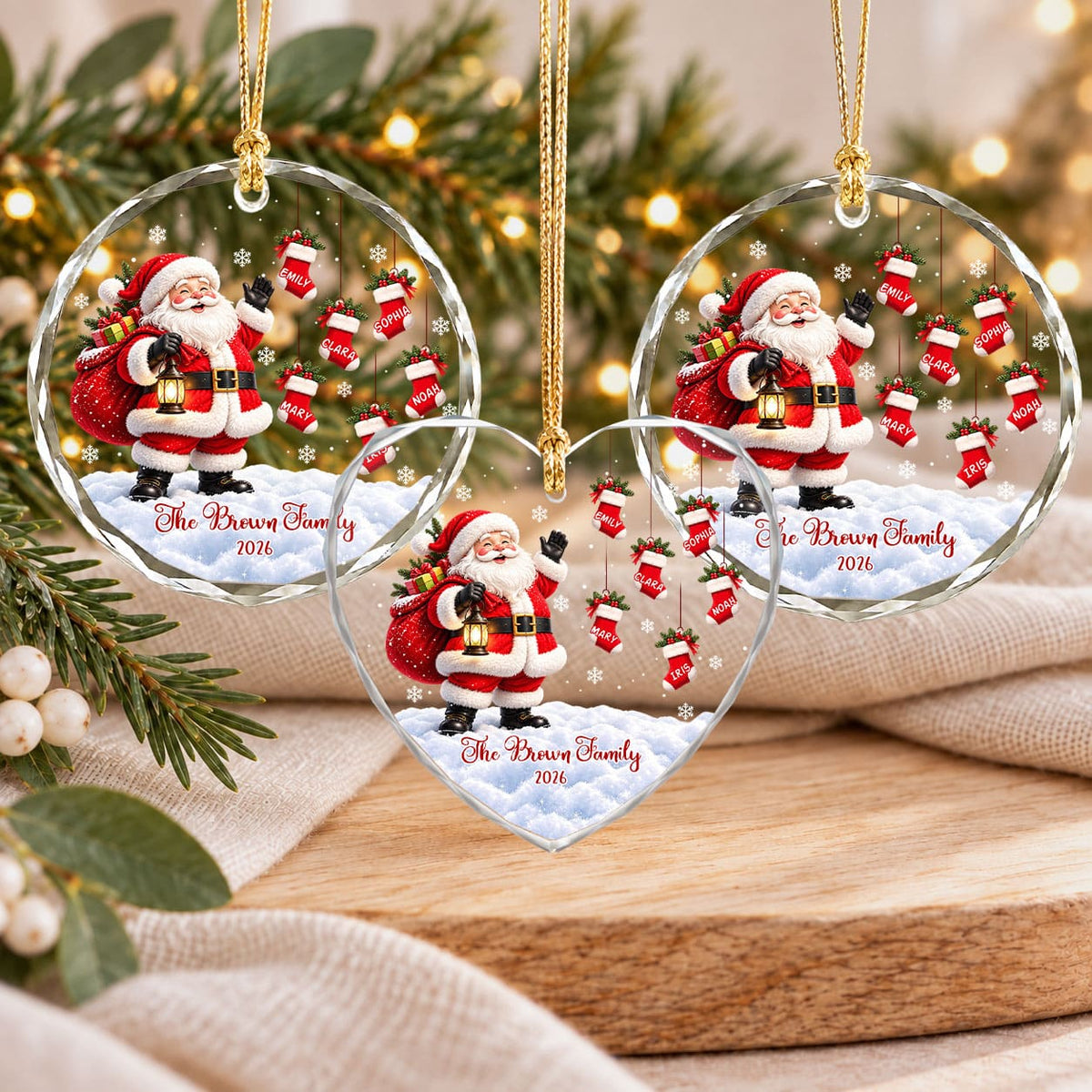 Personalized Gift Family Christmas Ornament 2026, Custom Name Glass Ornament Christmas Tree, Gift For Family