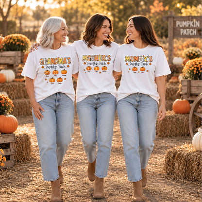 Personalized Grandma Thanksgiving Sweatshirt, Custom Family Name Autumn Pumpkin Patch Family Gift
