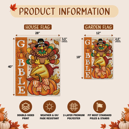 Thanksgiving Garden Flag Turkey GOBBLE WOBBLE Chestnuts Pumpkin Family Home Decor Gift For Family