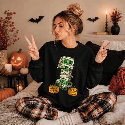 Skeleton Gamer Halloween Sweatshirt, Boys Pumpkin Gaming Shirt, Funny Halloween Gift