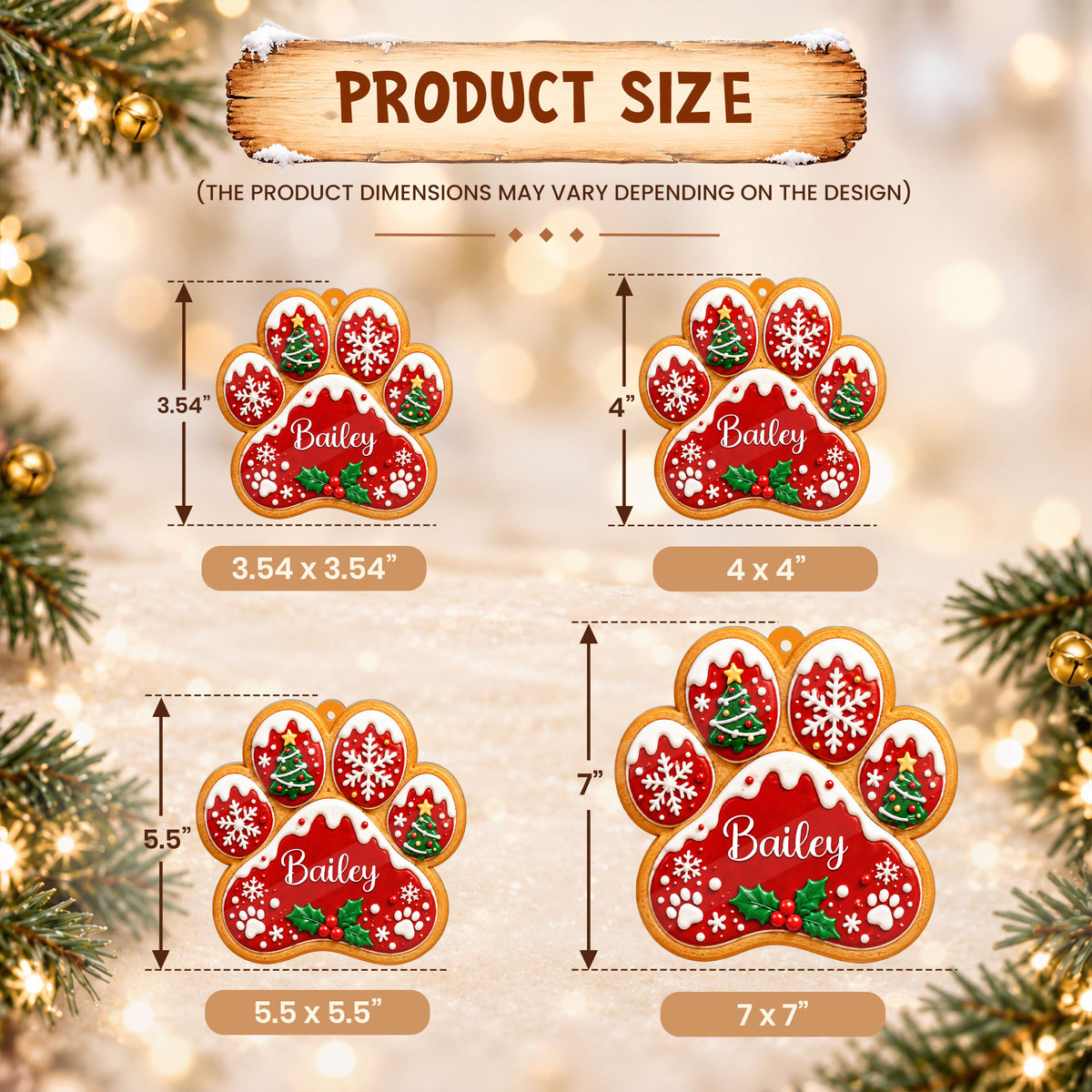 Personalized Custom Shape Acrylic Ornament - Custom Pet Paw Print Christmas Ornament - Pet Lovers Gift