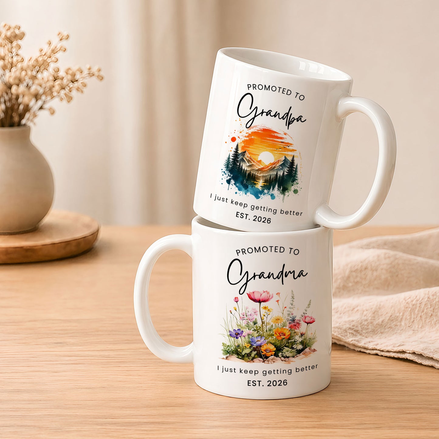 World’s Best Grandma Grandpa Mug Set – Personalized Coffee Cups