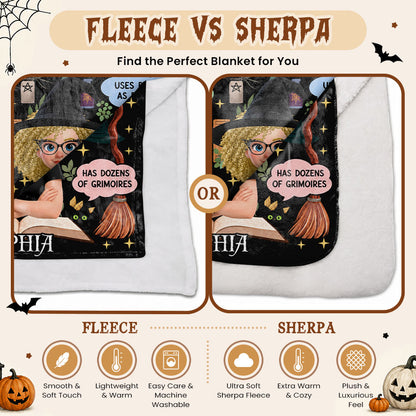 Personalized Book Witch Blanket, Custom Name & Character Halloween Reading Blanket for Women and Girls