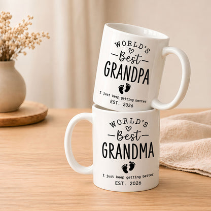 World’s Best Grandma Grandpa Mug Set – Personalized Coffee Cups