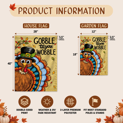 Thanksgiving Garden Flag Turkey GOBBLE WOBBLE Chestnuts Pumpkin Family Home Decor Gift For Family
