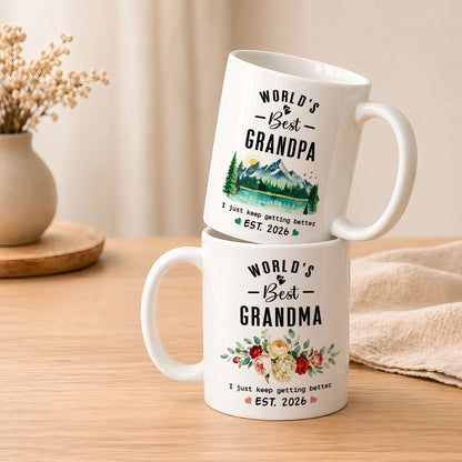 World’s Best Grandma Grandpa Mug Set – Personalized Coffee Cups