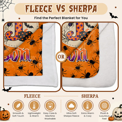 Personalized Halloween Blanket for Kids, Ghost Pumpkin Name Blanket, Fleece & Sherpa Blanket