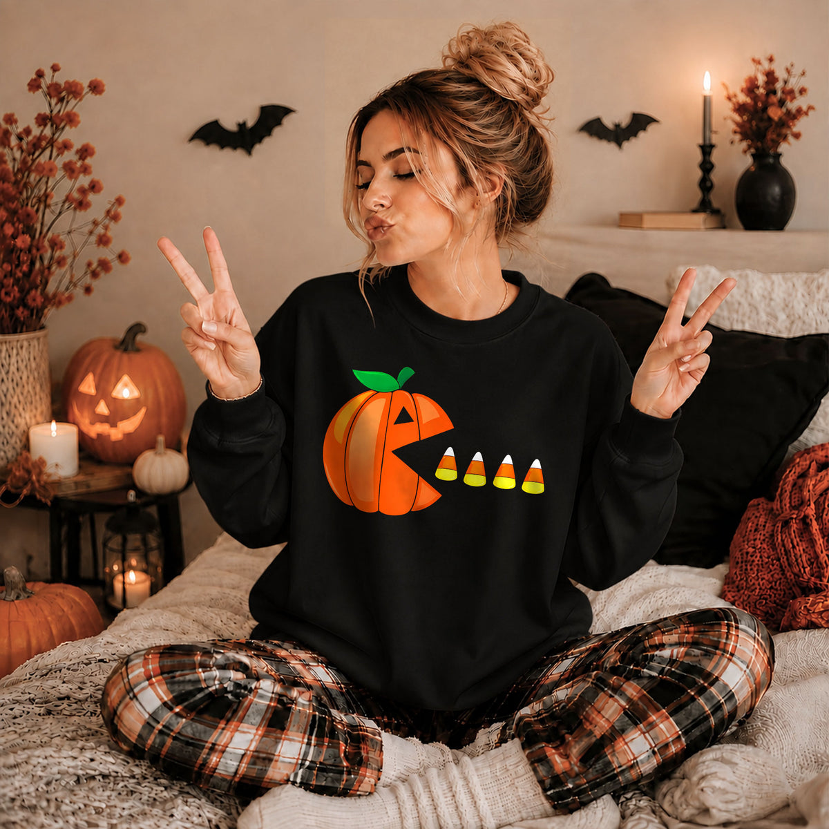 Pumpkin Ghost Graphic Halloween Sweatshirt, Spooky Season Jack O Lantern Shirt, Funny Halloween Gift