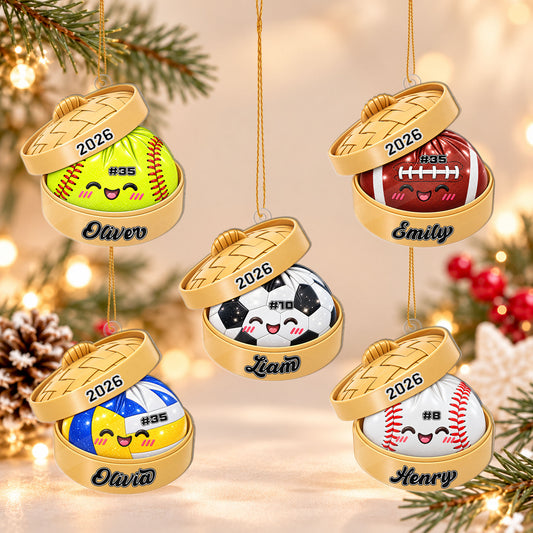 Personalized Custom Shape Acrylic Ornament - Cute Squishy Dumpling Style Sport Ball - Christmas Gift For Kids