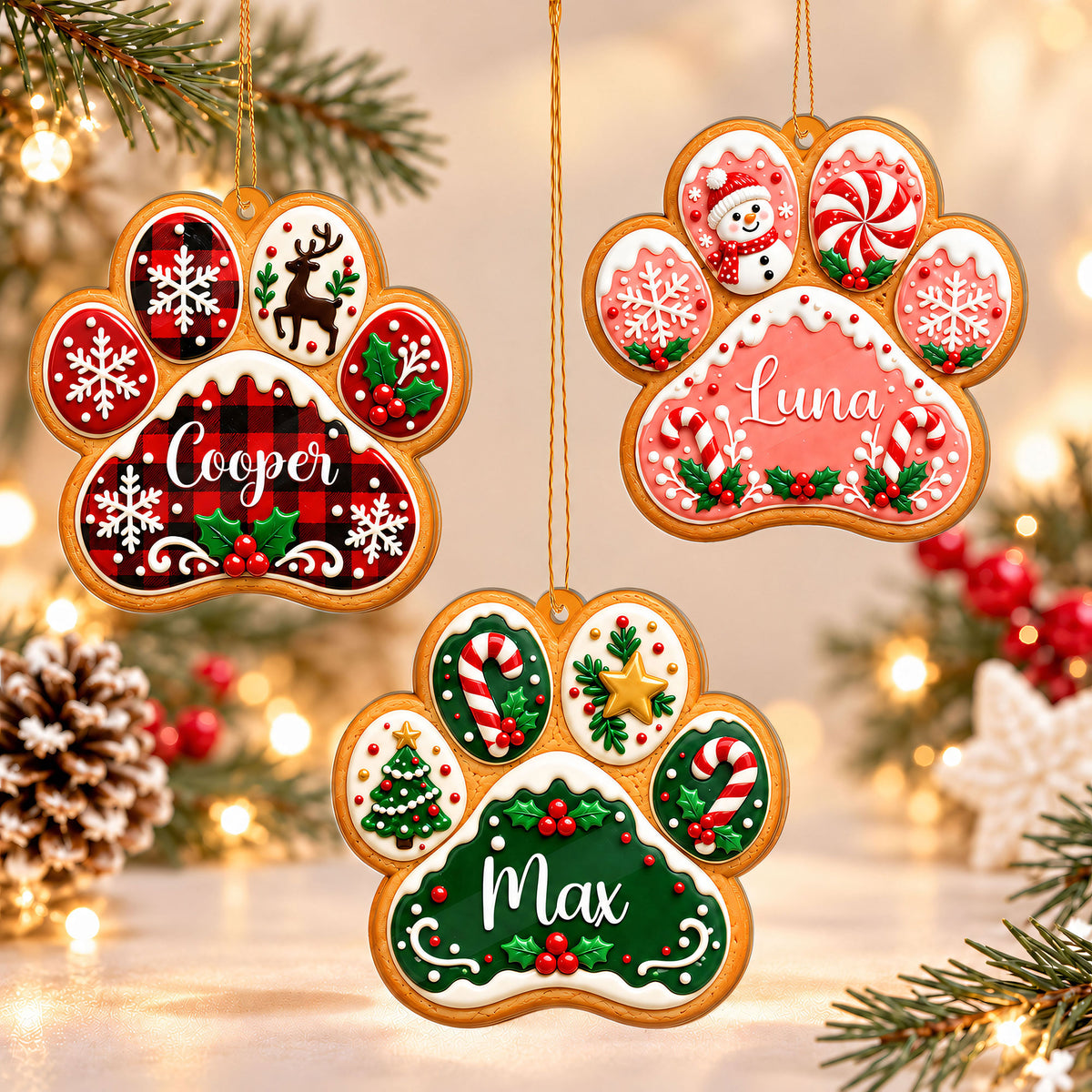 Personalized Custom Shape Acrylic Ornament - Custom Pet Paw Print Christmas Ornament - Pet Lovers Gift