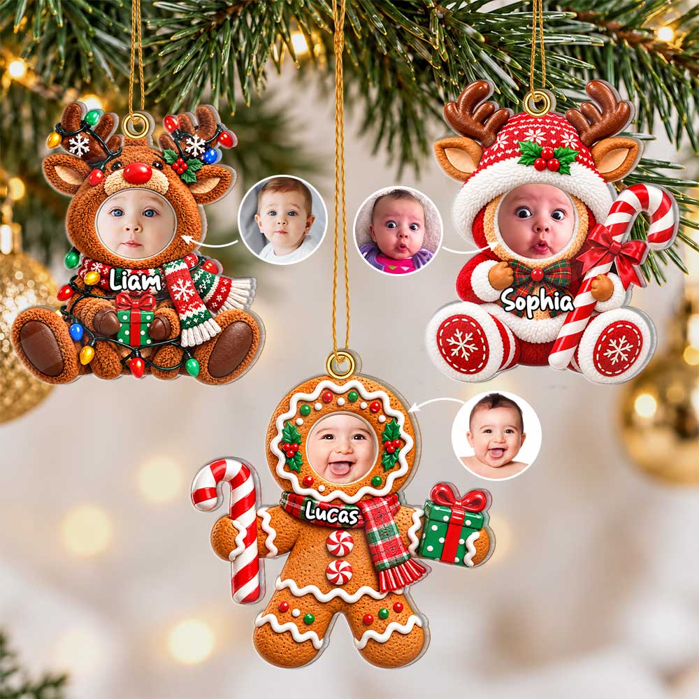 Personalized Custom Shape Acrylic Ornament - Custom Baby Photo Ornament - Baby's First Christmas Gift