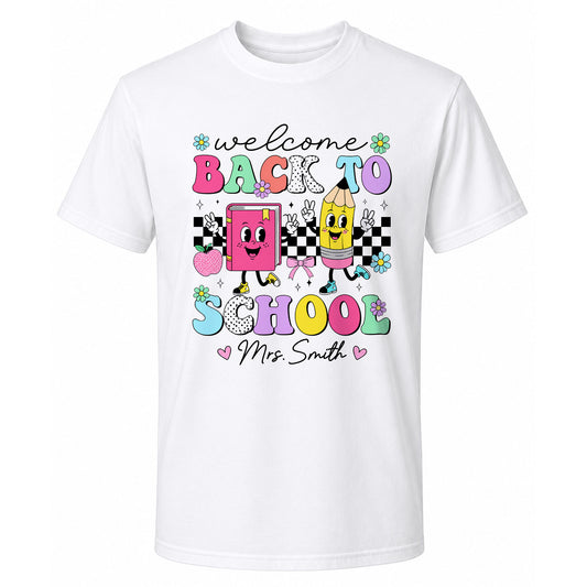 Personalized Welcome Back to School Teacher Student Shirt, Custom Name Back to School T-Shirt, First Day of School Gift Tee