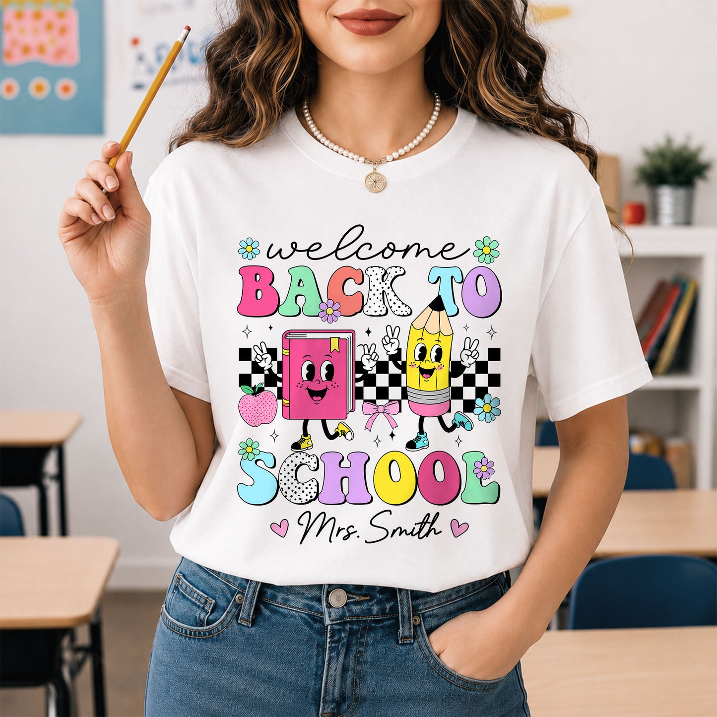 Personalized Welcome Back to School Teacher Student Shirt, Custom Name Back to School T-Shirt, First Day of School Gift Tee