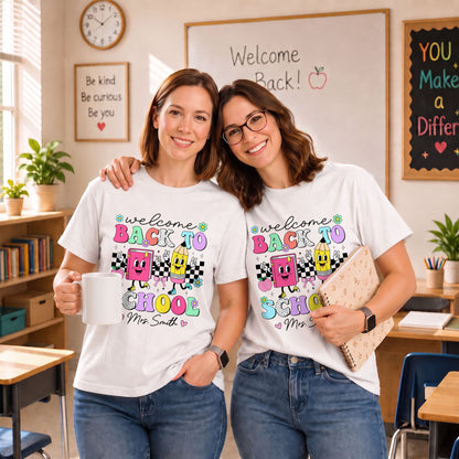 Personalized Welcome Back to School Teacher Student Shirt, Custom Name Back to School T-Shirt, First Day of School Gift Tee