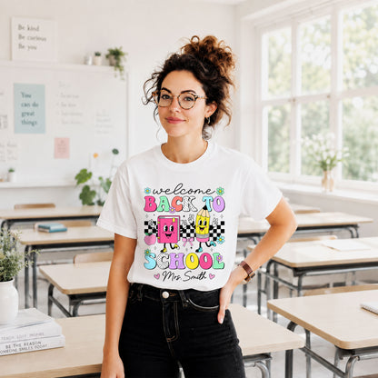 Personalized Welcome Back to School Teacher Student Shirt, Custom Name Back to School T-Shirt, First Day of School Gift Tee