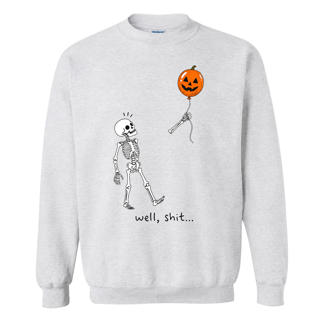 Skeleton Holding Red Balloon Graphic T-Shirt, Funny Halloween Inspired Skeleton Shirt, Spooky Season Casual Tee