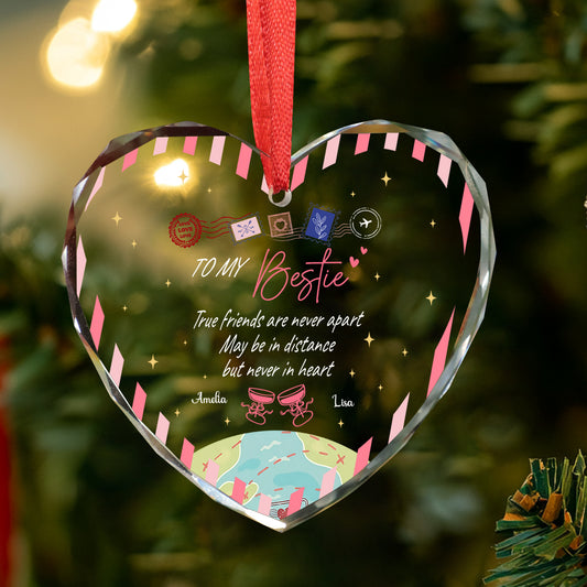 Custom Friends Christmas Ornaments, Heart Shaped Friend Ornament For Anniversary