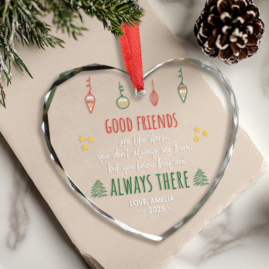 Personalized Best Friend Christmas Ornaments, Heart Shaped Best Friend Ornament