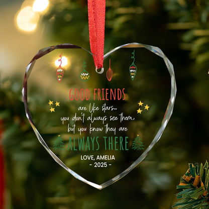 Personalized Best Friend Christmas Ornaments, Heart Shaped Best Friend Ornament
