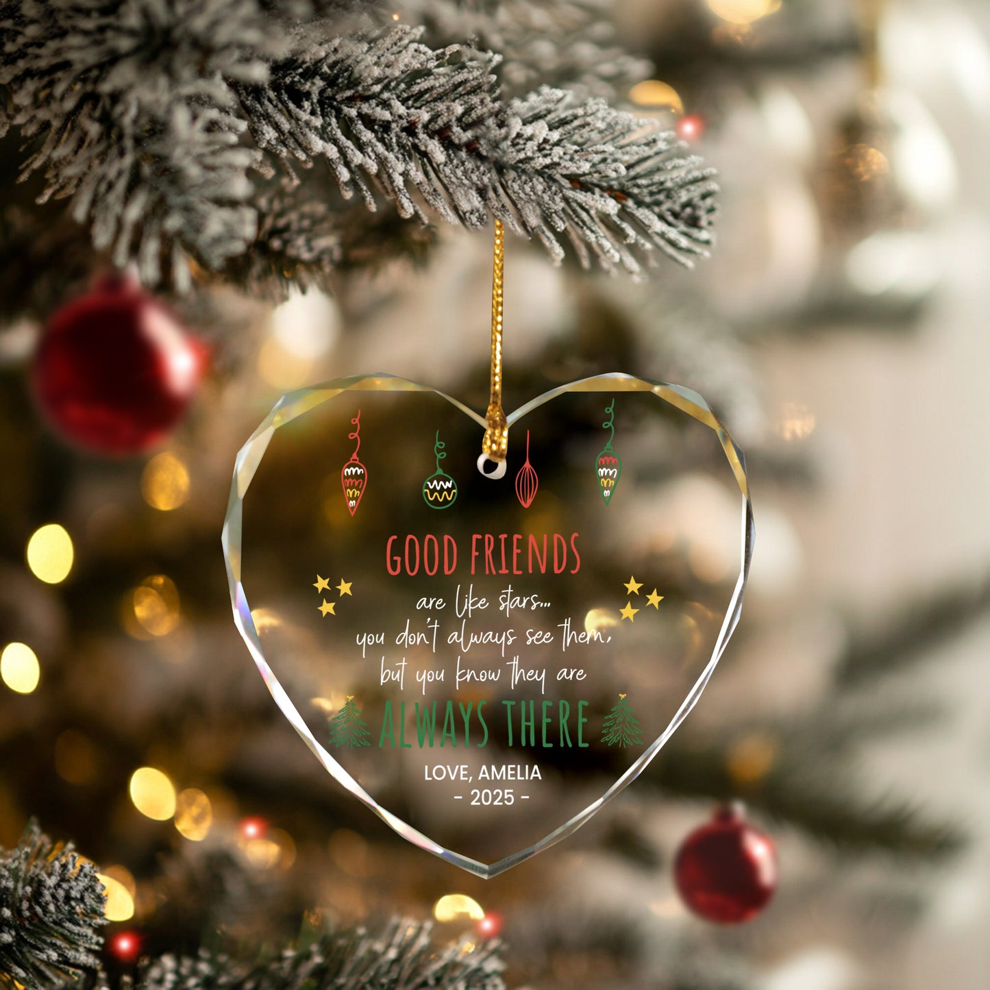 Personalized Best Friend Christmas Ornaments, Heart Shaped Best Friend Ornament