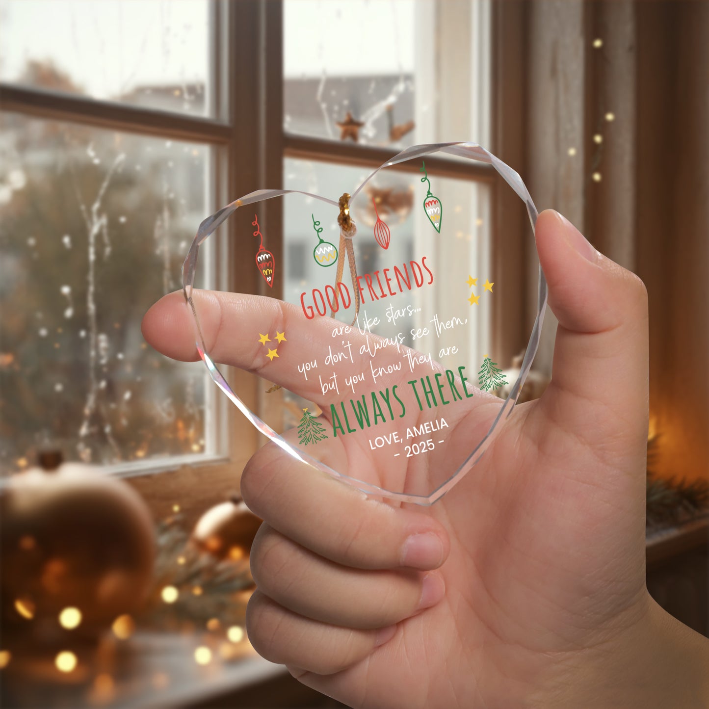 Personalized Best Friend Christmas Ornaments, Heart Shaped Best Friend Ornament