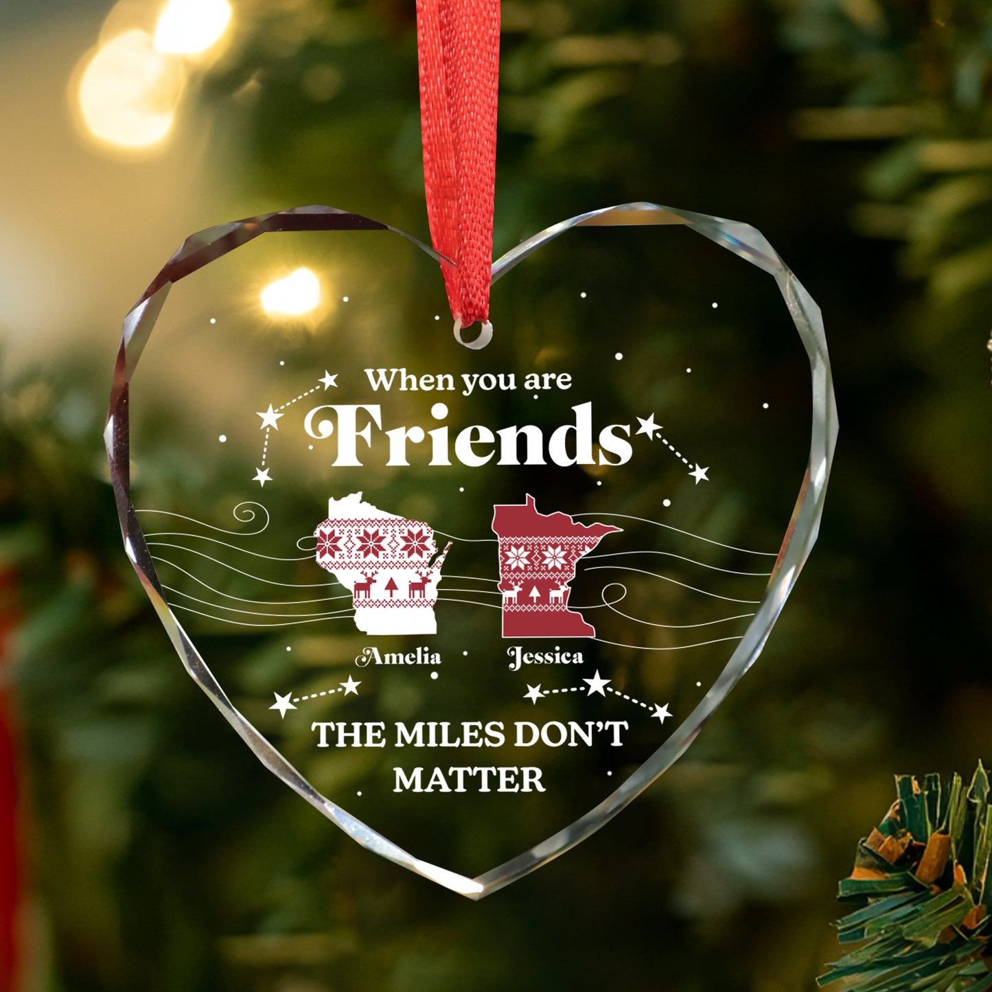 Personalized Christmas Ornament For Friends, Custom Friendship Ornaments For Women Or Men