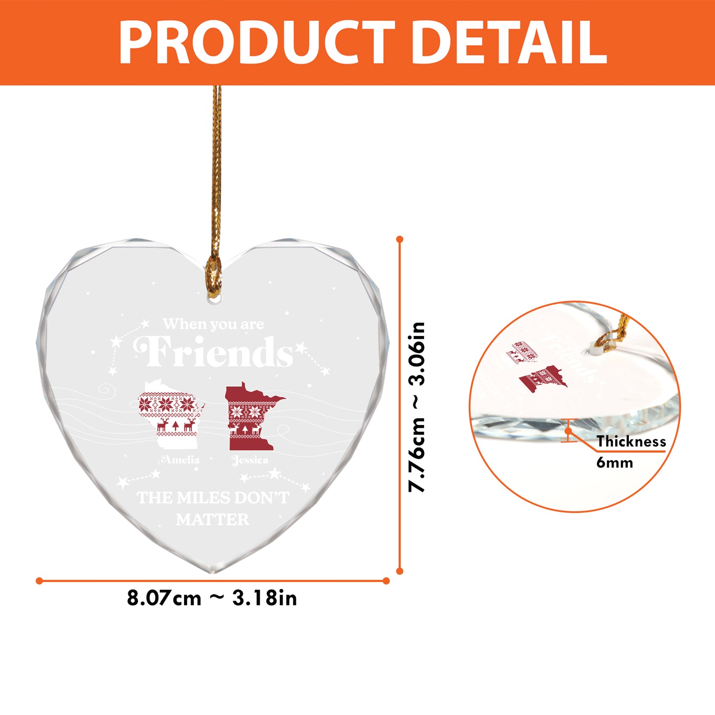 Personalized Christmas Ornament For Friends, Custom Friendship Ornaments For Women Or Men