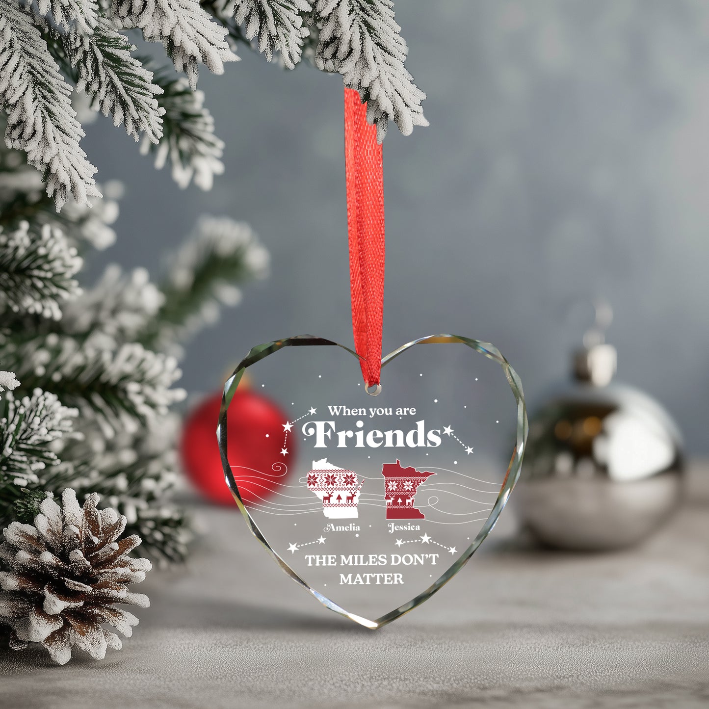 Personalized Christmas Ornament For Friends, Custom Friendship Ornaments For Women Or Men