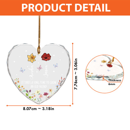 Personalized Heart Shaped Friends Christmas Ornaments, Thank You Gifts For Friends