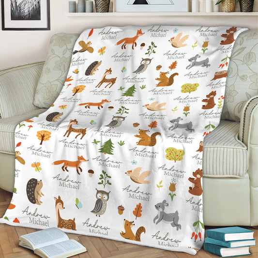 Personalized Baby Blankets For Girls Or Boys, Animal Print Fleece Blanket