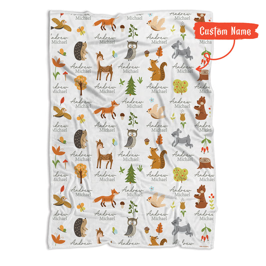 Personalized Baby Blankets For Girls Or Boys, Animal Print Fleece Blanket