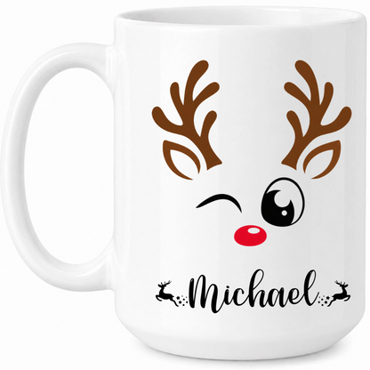 Personalized Christmas Matching Mug - Reindeer Mug Sets for Families, Groups, Businesses & Teams - Christmas Gift