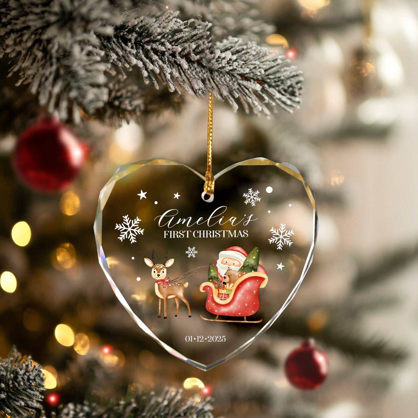 Personalized Baby's First Christmas Ornament, Baby Shower Gifts For Girls Boys Kids