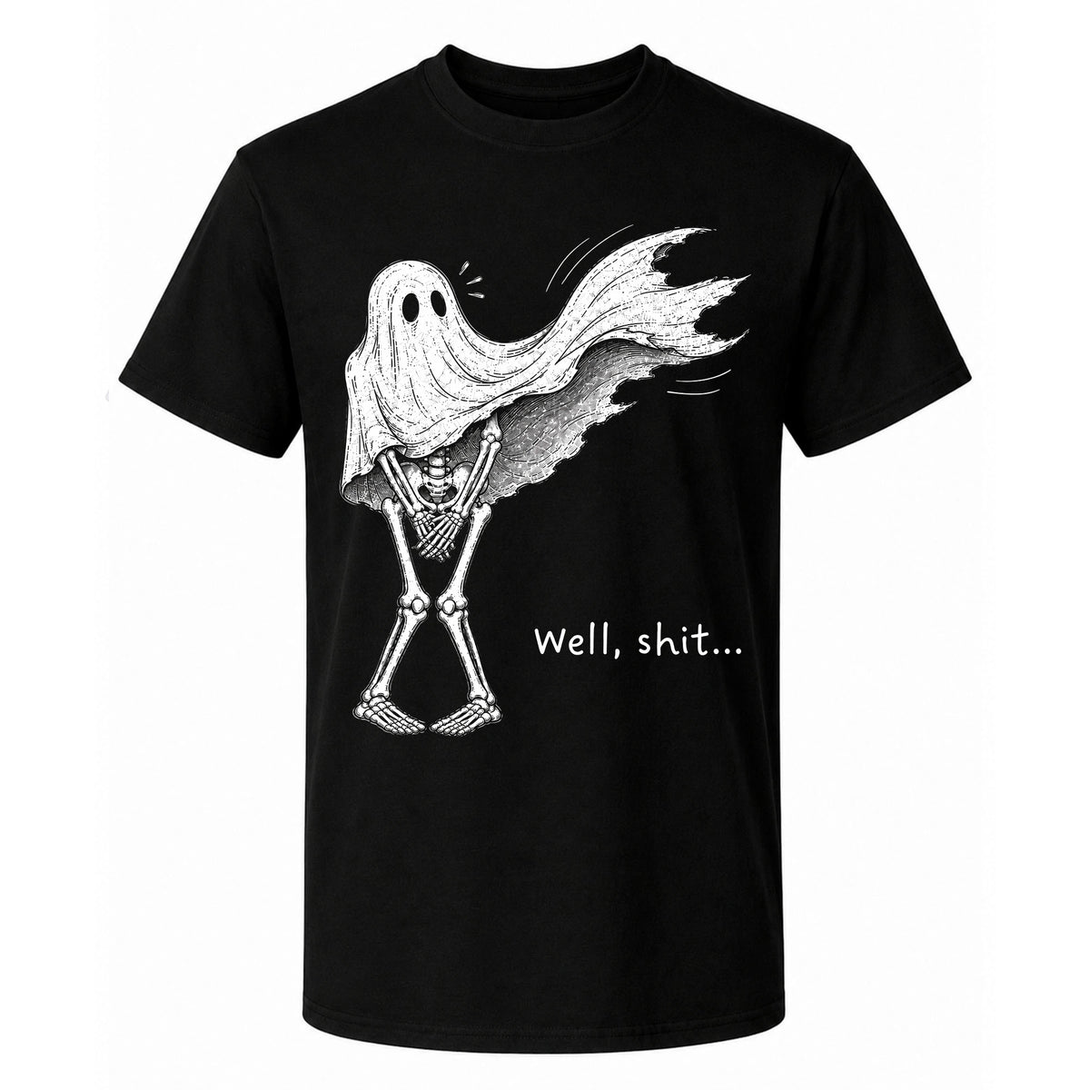Skeleton Holding Red Balloon Graphic T-Shirt, Funny Halloween Inspired Skeleton Shirt, Spooky Season Casual Tee