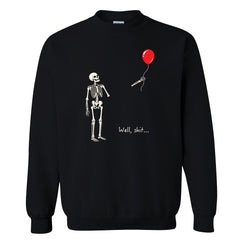 Skeleton Holding Red Balloon Graphic Halloween Sweatshirt, Funny Halloween Shirt Halloween gift