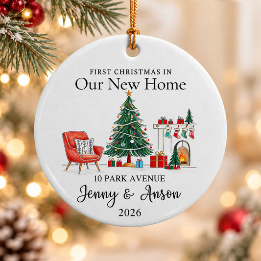 Personalized New Home Christmas Ornament, Custom Name Address Keepsake, Christmas Gift