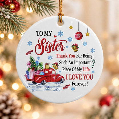 Sister Christmas Ornament, I Love You Forever Keepsake, Christmas Gift for Sister