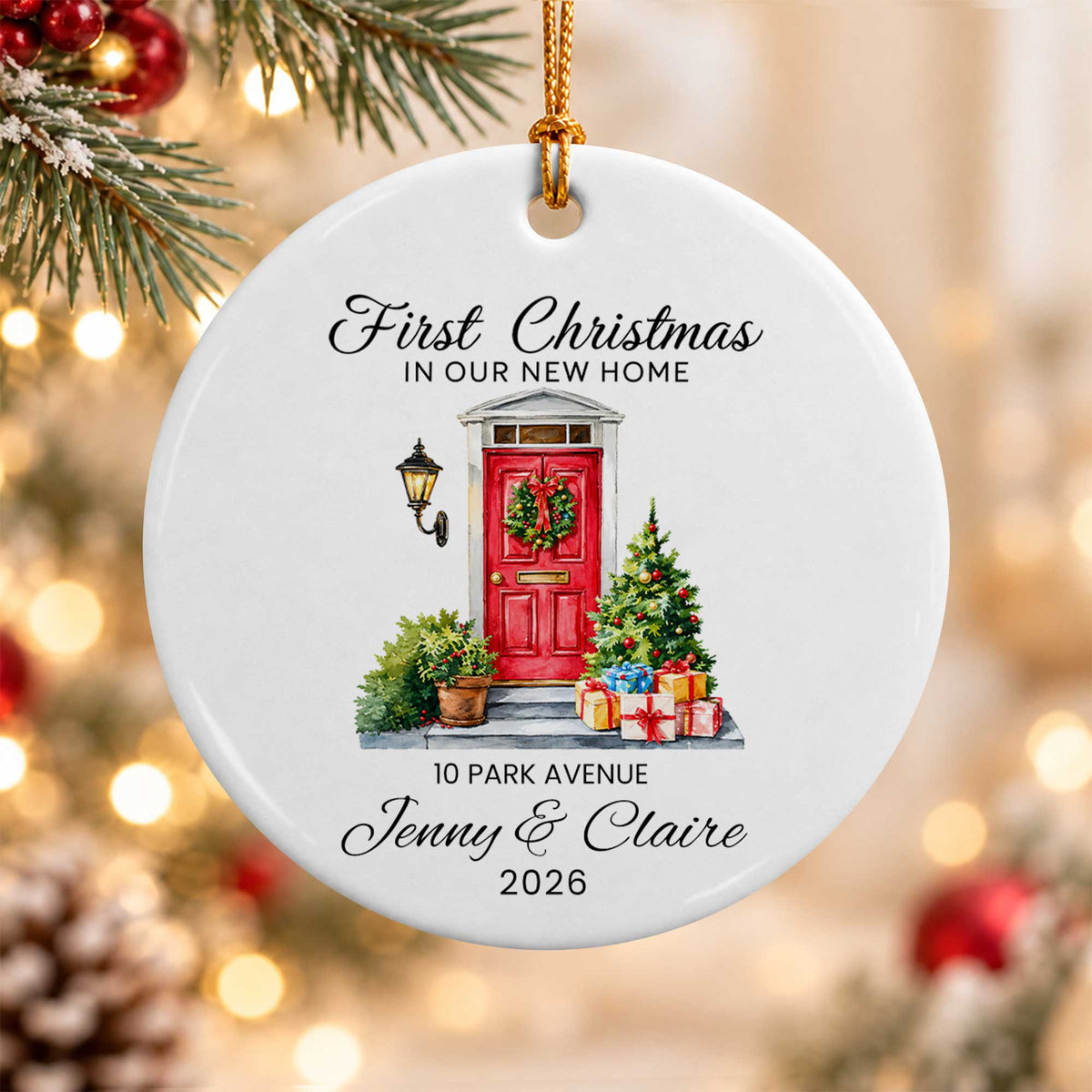 Personalized New Home Christmas Ornament, Custom Name Address Keepsake, Christmas Gift