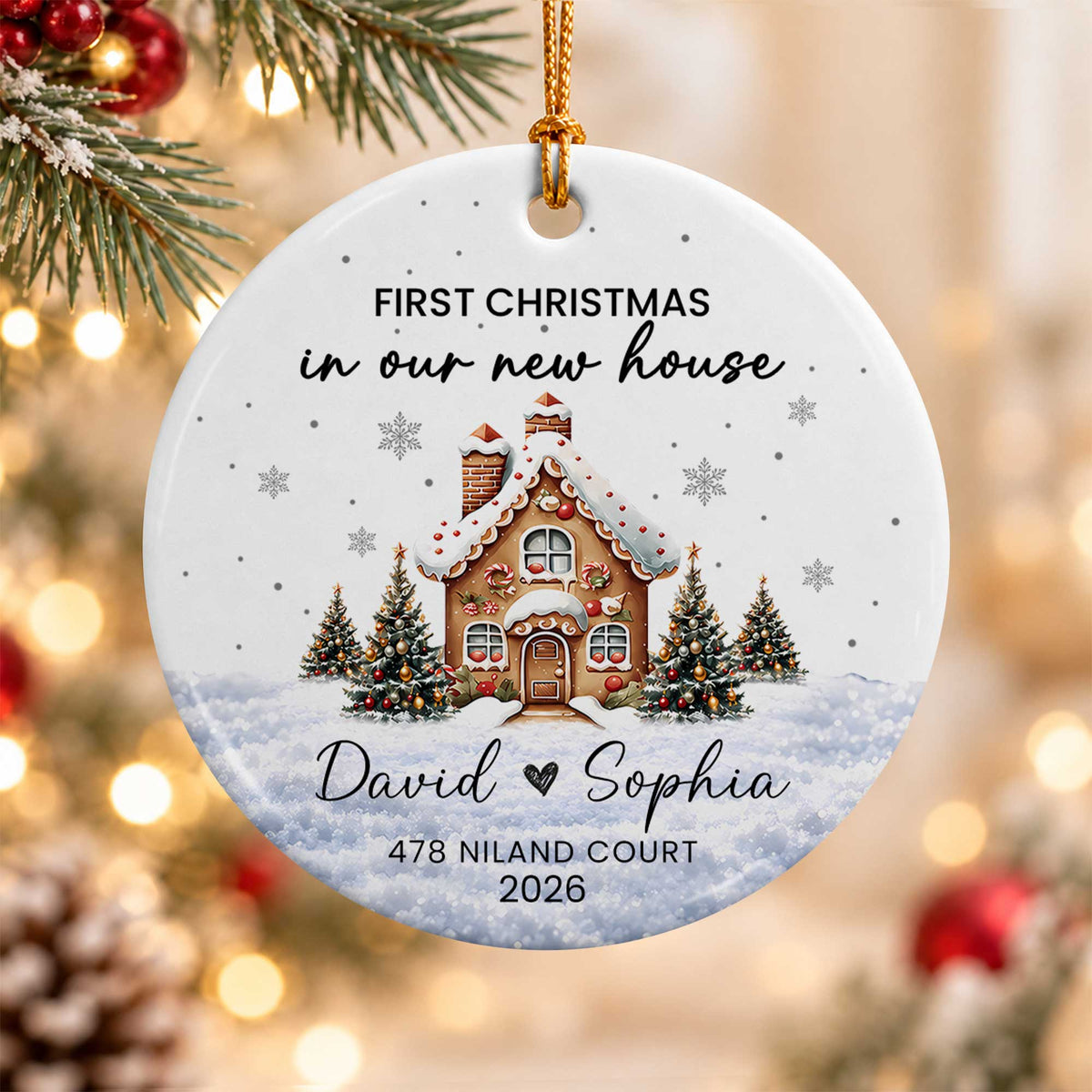 Personalized New Home Christmas Ornament, Custom Name Address Keepsake, Christmas Gift
