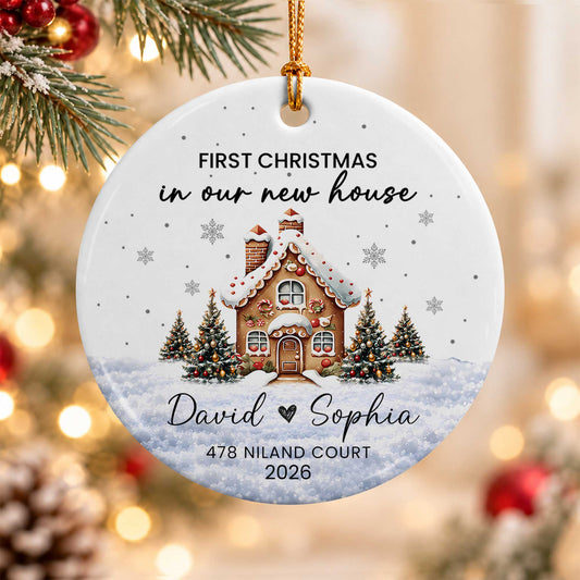 Personalized New Home Christmas Ornament, Custom Name Address Keepsake, Christmas Gift
