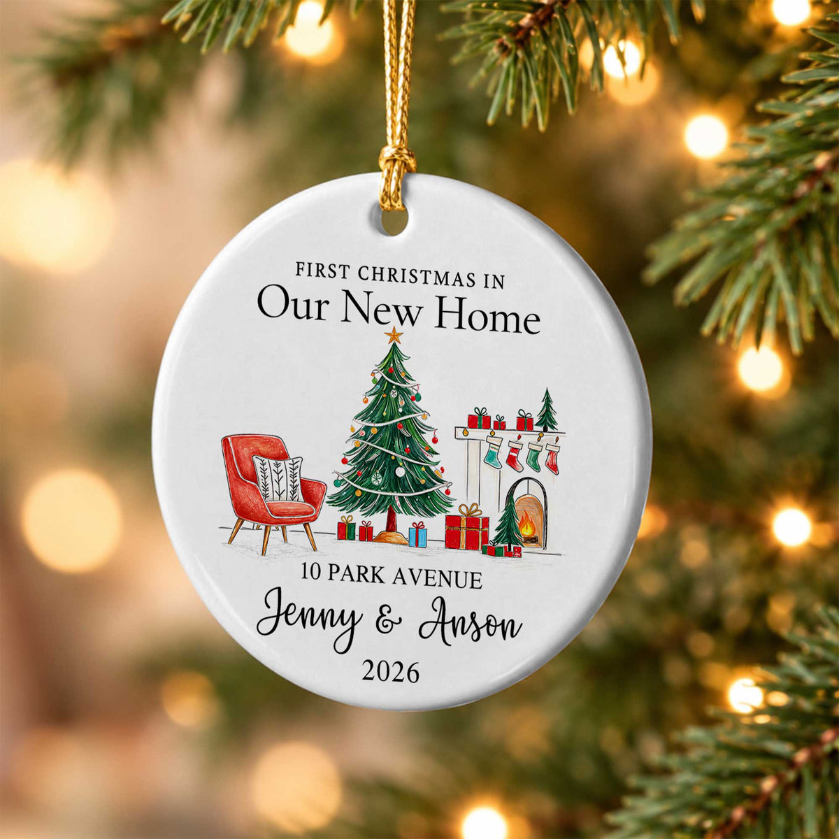 Personalized New Home Christmas Ornament, Custom Name Address Keepsake, Christmas Gift