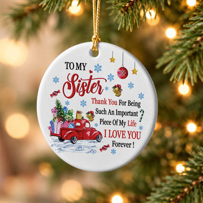 Sister Christmas Ornament, I Love You Forever Keepsake, Christmas Gift for Sister