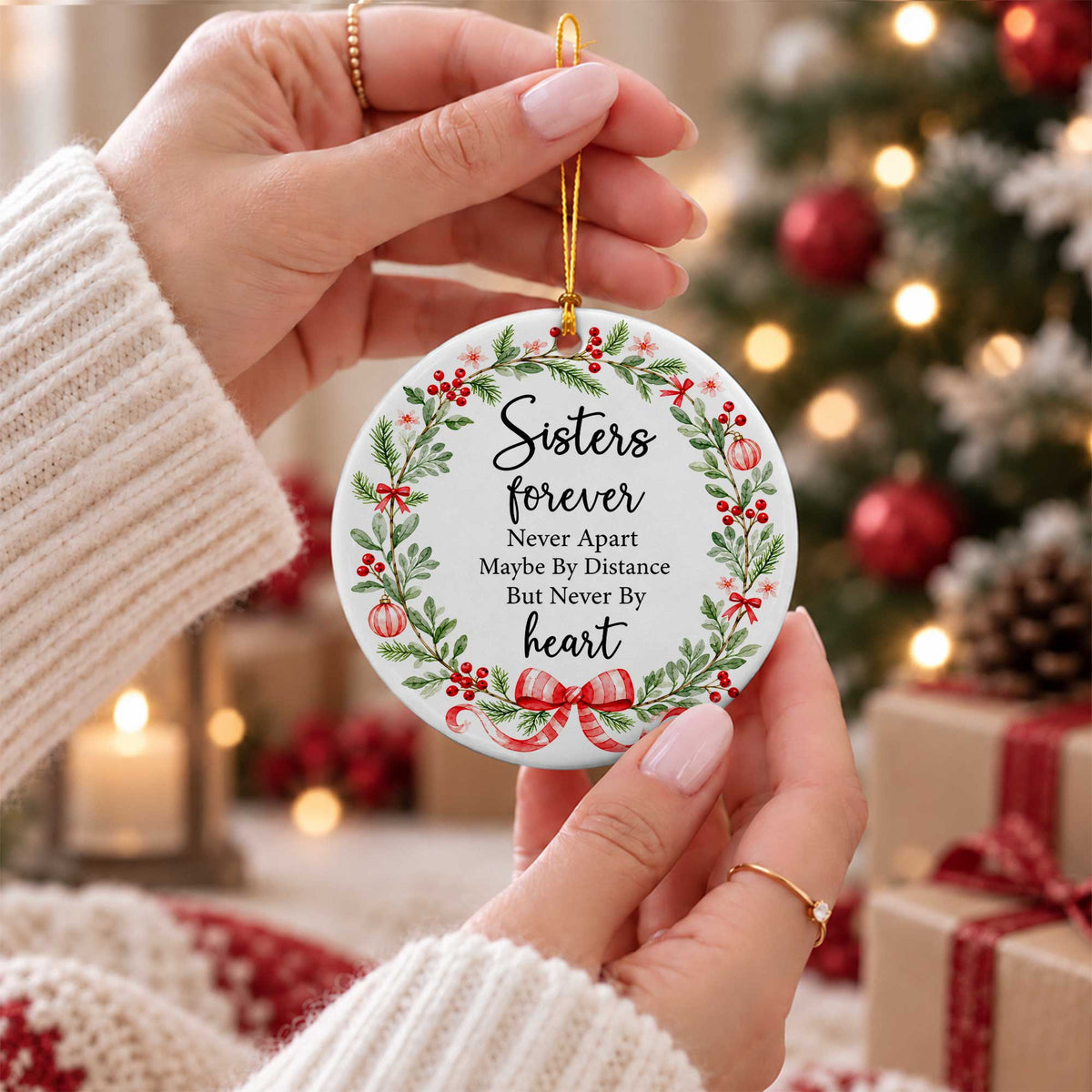 Sister Christmas Ornament, I Love You Forever Keepsake, Christmas Gift for Sister