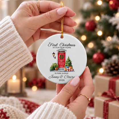 Personalized New Home Christmas Ornament, Custom Name Address Keepsake, Christmas Gift
