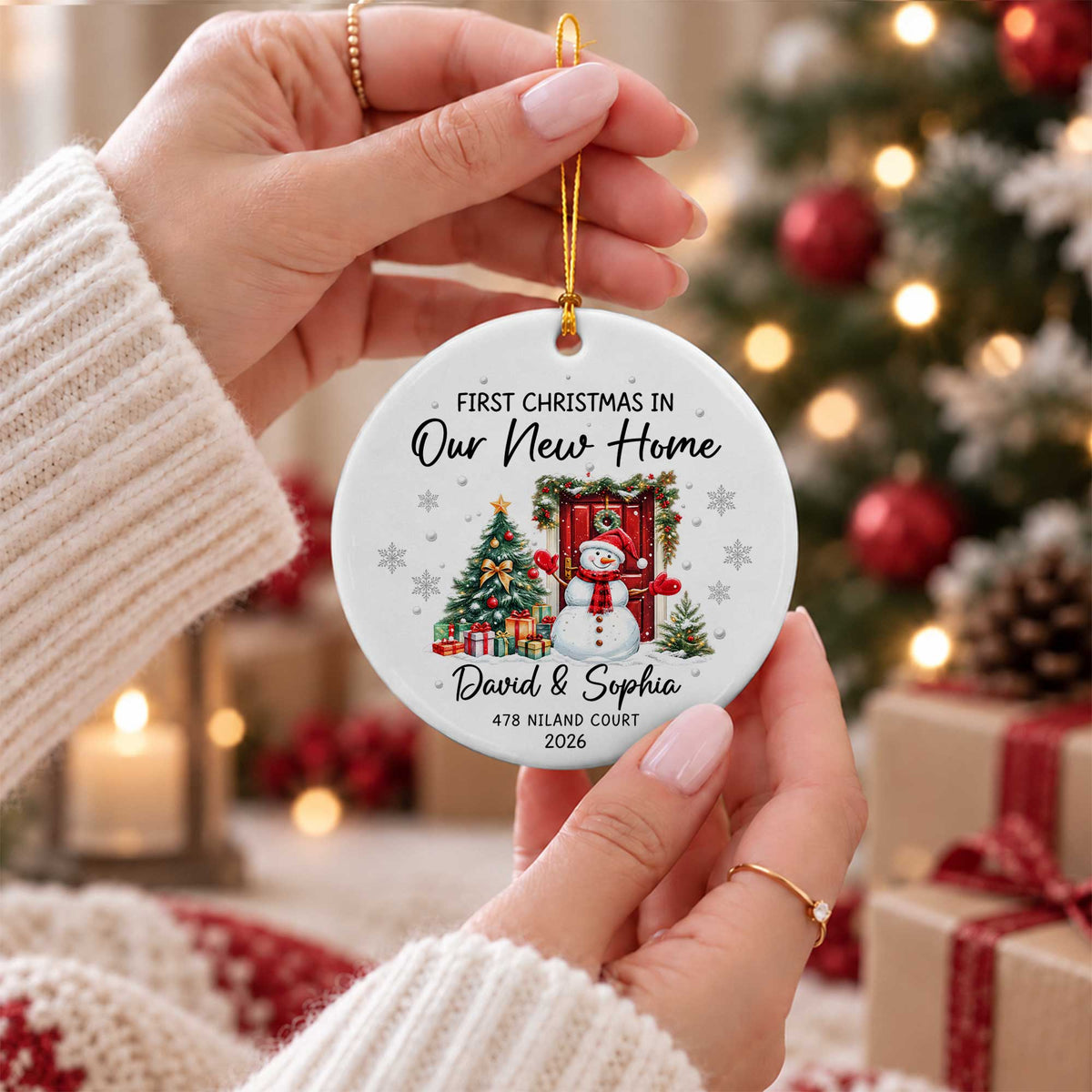 Personalized New Home Christmas Ornament, Custom Name Address Keepsake, Christmas Gift