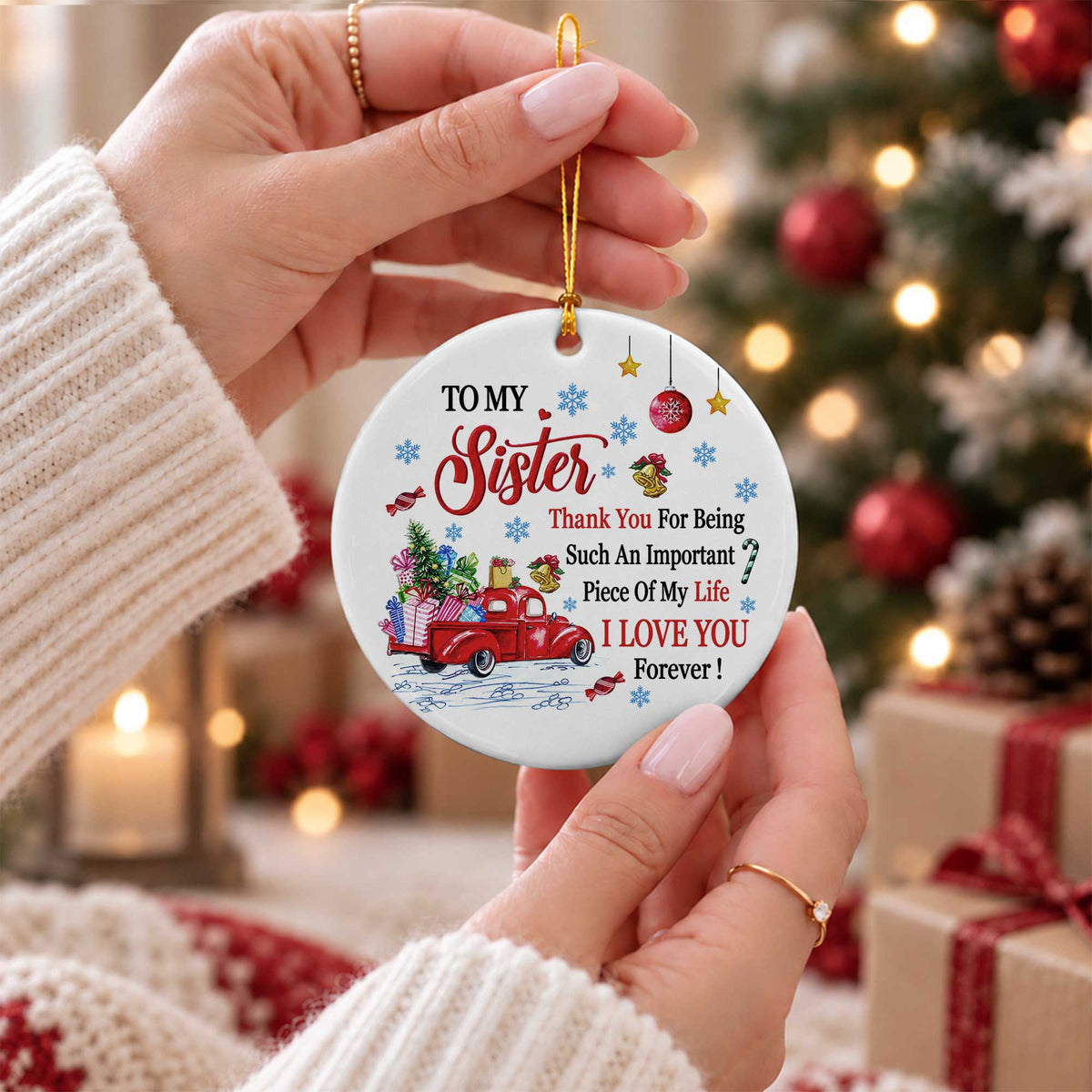 Sister Christmas Ornament, I Love You Forever Keepsake, Christmas Gift for Sister
