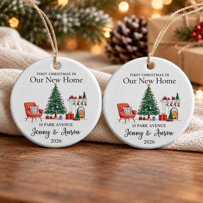Personalized New Home Christmas Ornament, Custom Name Address Keepsake, Christmas Gift