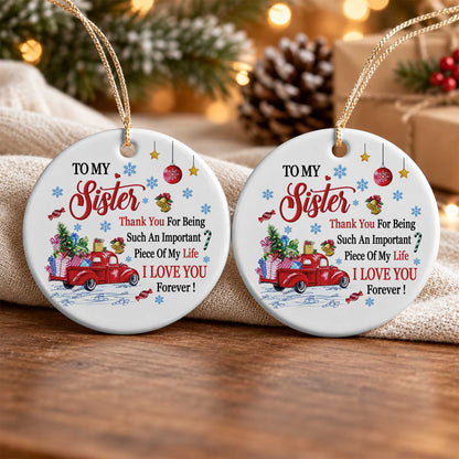 Sister Christmas Ornament, I Love You Forever Keepsake, Christmas Gift for Sister