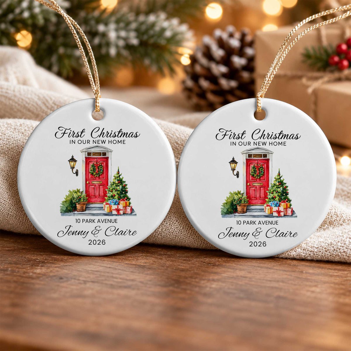 Personalized New Home Christmas Ornament, Custom Name Address Keepsake, Christmas Gift